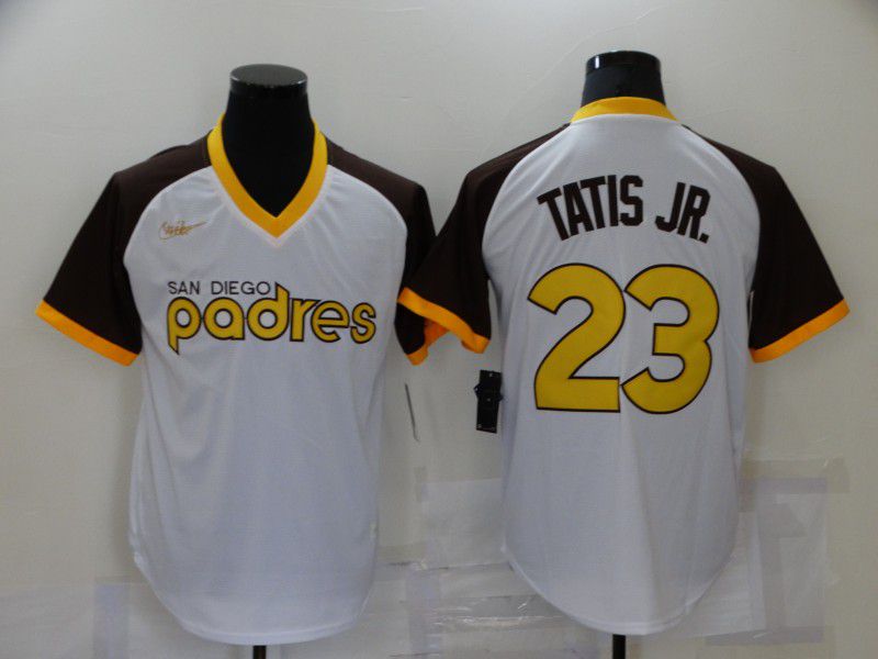 Men San Diego Padres #23 Tatis jr White Throwback Game Nike 2021 MLB Jersey